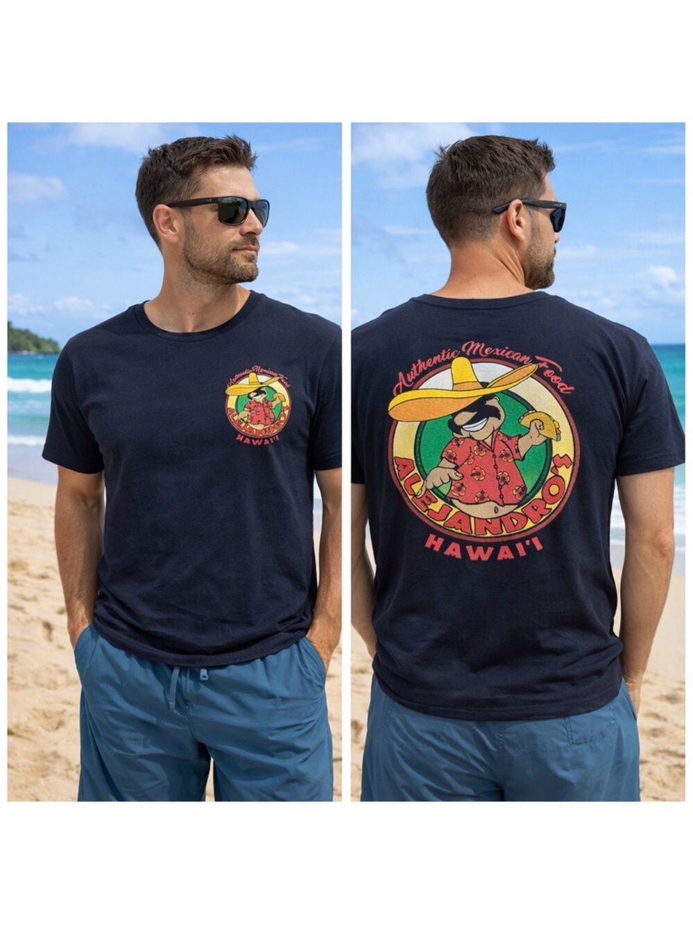 MEN’S ALEJANDRO’S AUTHENTIC MEXICAN FOOD HAWAII GRAPHIC T-SHIRT MEDIUM